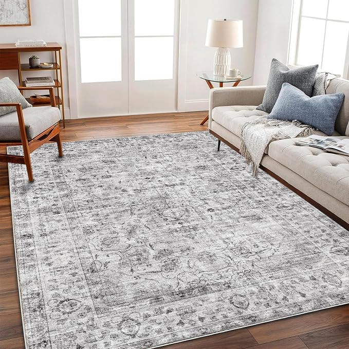 CHAMPLANT Washable Area Rug 10'x14' Boho Design Non-Shedding Easy Care Ideal for High Traffic Areas in Living Room Bedroom Office Coffee Table Kitchen Large Carpet