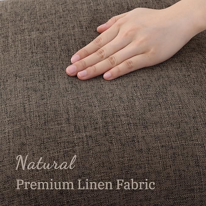decorUhome Summer Decorative Throw Pillow Covers 24x24 Set of 2 Faux Linen Farmhouse Euro Sham Pillow Covers with Stitched Edge Outdoor Neutral Pillow Covers for Couch Sofa Living Room, Chocolate