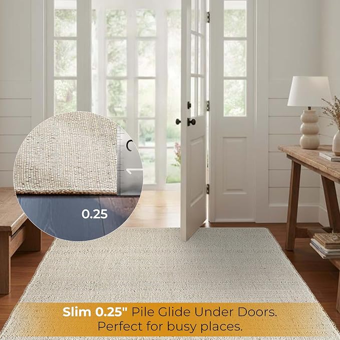 GRUHUM Jute Cotton Area Rug 3'x5'ft Rectangle Hand Woven Natural Farmhouse Rug -Living Room, Bedroom, Kitchen, Hallways, Entryways- Rustic Vintage Bohemian Eco-Friendly Home Décor 3x5ft Doormat