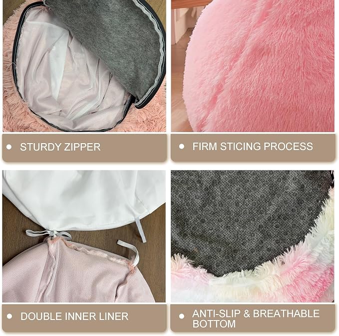 BCU Bean Bag Chair Cover Ultra Soft Fluffy Faux Fur Beanbag Cover Plush Living Room Chairs Cover for Adults and Kids, Purple