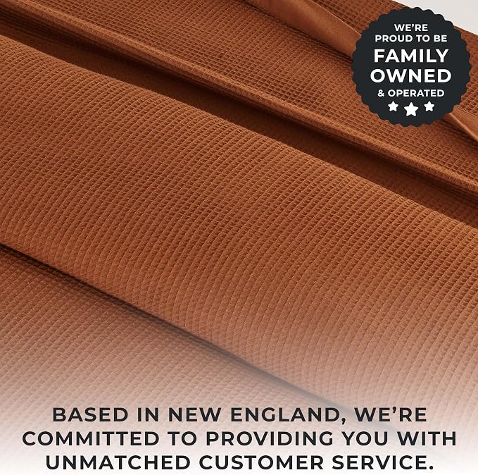Great Bay Home 100% Cotton Blanket for King Size Bed | Lightweight and Breathable Waffle Weave Blankets for Summer & Spring | Versatile, Layering Orange Bed Blanket, Terracotta, 102x90 inches