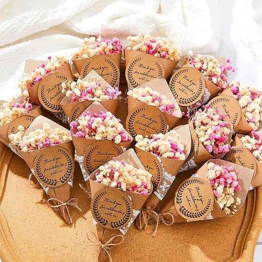 6 Pcs Mini Dried Flower Bouquet Magnet Bulk Wedding Baby Shower Flower Party Favors for Guests Natural Dried Flowers Bundle Mother's Day Graduation Home Decoration DIY Crafts Gifts