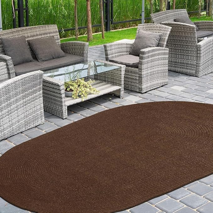 Superior Indoor Outdoor Area Rug, Handwoven Reversible Braided Home Decor for Living Room, Kitchen, Dining Room Floors, Patio, Front Porch, Deck, Modern, Boho, Farmhouse Style, 8' x 10', Cocoa