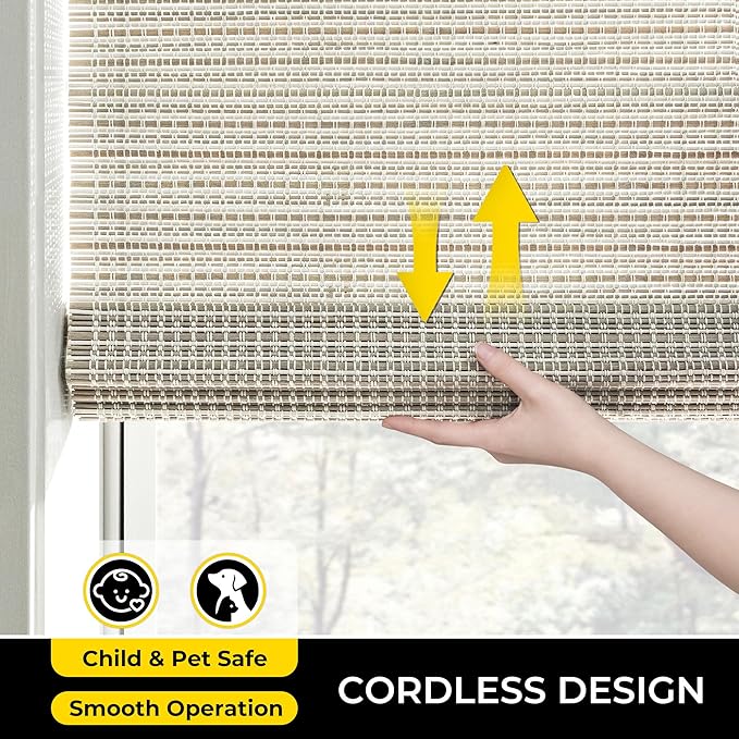 UNISHADES Cordless Bamboo Roman Shades, 42.5×64 in, Greystone | Thin Bamboo Strip Weaving Technique, Light Filtering without obstructing the view