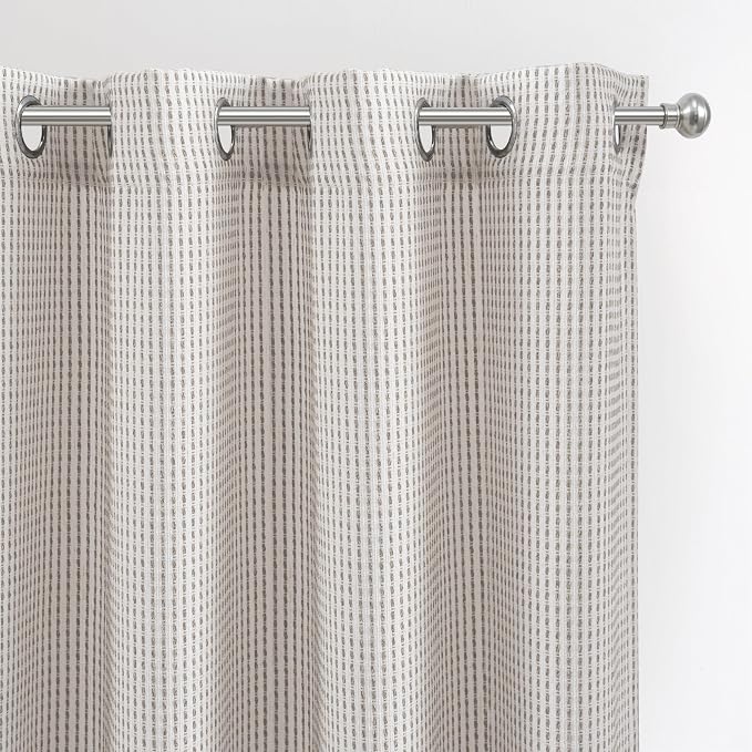 DriftAway 3D Chenille Striped Curtains 84 Inches Long Tweed Linen Textured Light Filtering Woven Embroidered Luxury Soft Drapes for Living Room Bedroom Grommet Privacy 2 Panels W52 x L84 Coffee