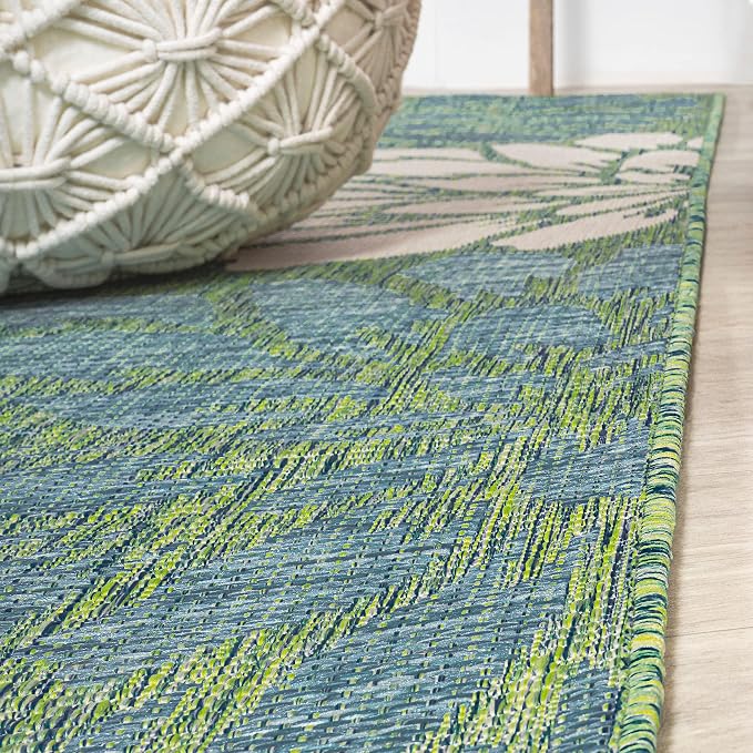 JONATHAN Y Floral Textured Weave Indoor Outdoor Area Rug 4X6 Cream/Green, Zinnia Modern for Backyard, Patio, Porch, Easy-Cleaning, High Traffic, Pet-Friendly, Non-Shedding (SMB110D-4)