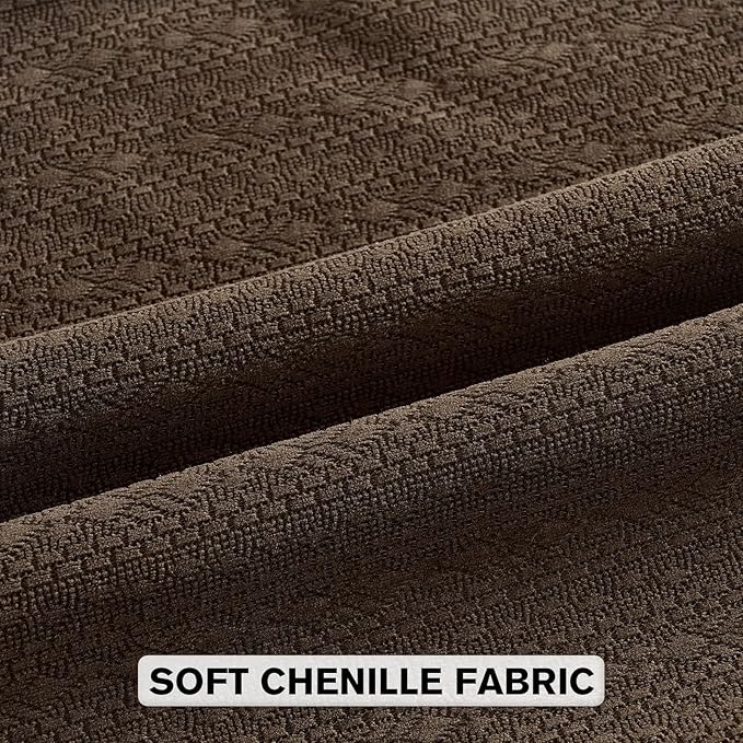FUTEI Dark Coffee Chenille Throw Pillow Covers 22x22 Inch Set of 2,Soft Striped & Diamond Textured Cushion Cases,Modern Home Decor for Couch Living Room