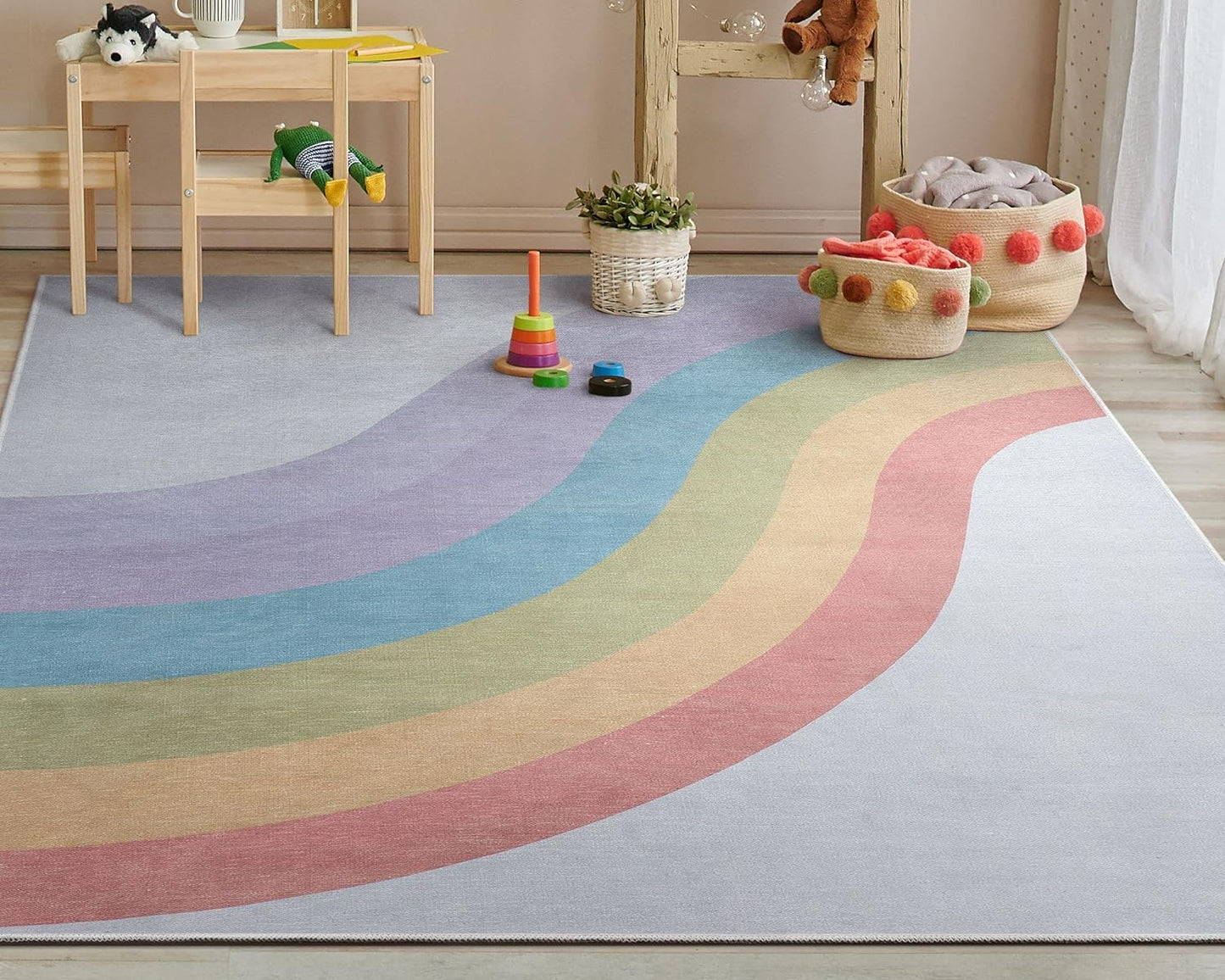 Well Woven Kids Rainbow Rug, 5' x 7', Multi Color