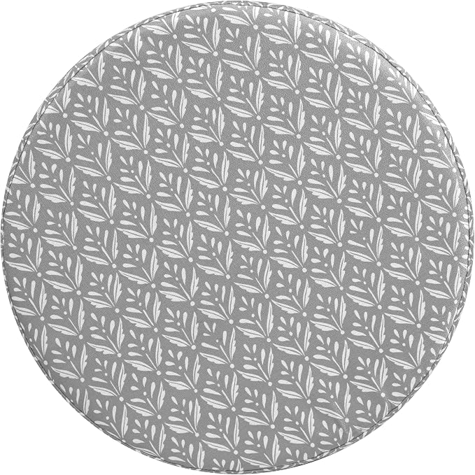 HomePop 19" Round Storage Ottoman - Light Grey Print