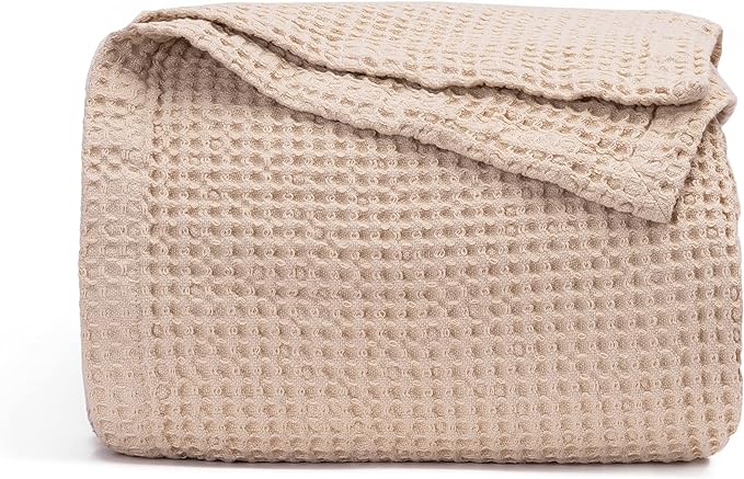 Organic Cotton Twin Blanket - GOTS Certified, Soft, Luxurious, Lightweight, All-Natural and 100% Cotton Waffle Weave Blanket for Toddlers, Teens & Adults - 68"x92" (Ivory - Twin/Twin XL)