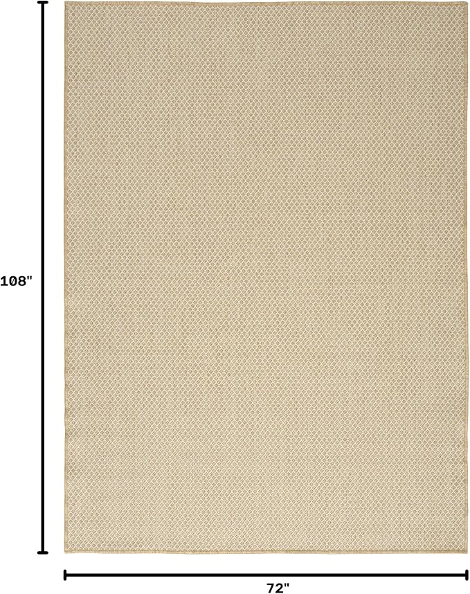 Nourison Home Courtyard Natural 6' x 9' Area Rug - Easy Clean, Non Shedding, Bed Room, Living Room, Dining Room, Kitchen (6' x 9')