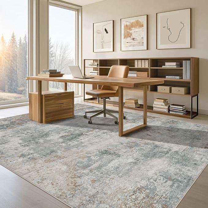 Tortania Area Rug Living Room Rugs - 5x8 Washable Large Soft Neutral Boho Moroccan Bohemian Farmhouse Rug Indoor Floor Carpet for Bedroom Under Dining Table Home Office Decor - Grey Brown