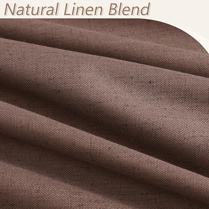 Guken 100% Blackout Curtains 102 Inch Length 2 Panels Set for Living Room Bedroom Back Tab Thermal Insulated Black Out Linen Drapes Room Darkening Cappuccino,52x102