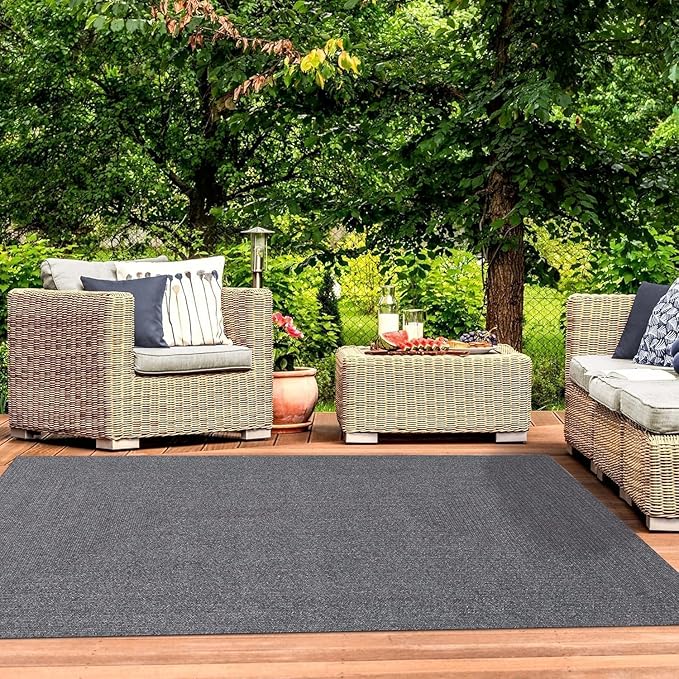 Superior Indoor Outdoor Area Rug, Handwoven Reversible Braided Home Decor for Living Room, Kitchen, Dining Room Floors, Patio, Front Porch, Deck, Modern, Boho, Farmhouse Style, 8' x 10' Oval, Charcoal