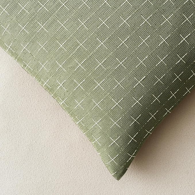 MIULEE Pack of 2 Decorative Burlap Linen Spring Throw Pillow Covers Farmhouse Pillowcases Modern Rustic Woven Textured Cushion Cover for Sofa Couch Bed 24x24 Inch Sage Green