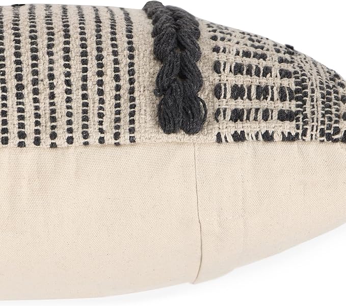 REDEARTH · Textured Throw Pillow Cushion Covers-Woven Tufted Decorative Farmhouse Cases Set for Couch, Sofa, Bed, Chair, Dining, Patio, Outdoor; 100% Cotton (18"x18", Gage Dark Gray) Pack of 2