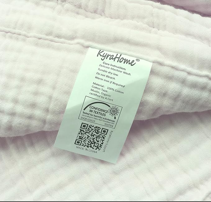 KyraHome 100% Organic Cotton Throw Blankets for Adults, Pre-Washed Plant Dyed, Women, Lightweight Breathable, Soft Gauze Blanket for Couch, Summer, All Season, Creamy