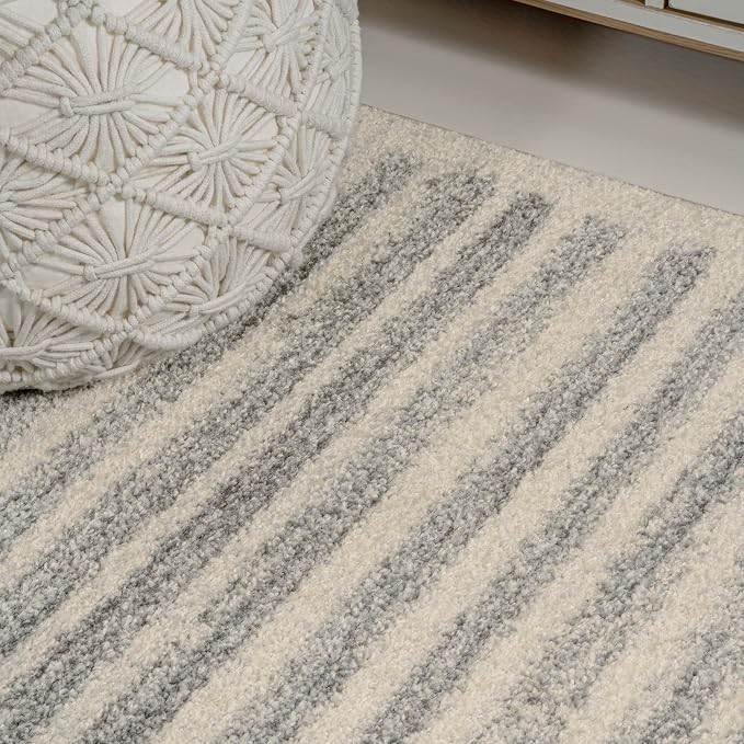 JONATHAN Y Khalil Modern Berber Stripe Cream/Gray Indoor Area Rug, 5x8, Contemporary, Bohemian, Easy-Cleaning for Living Room, Bedroom, Kitchen, Pet Friendly, Non-Shedding (MOH207C-5)
