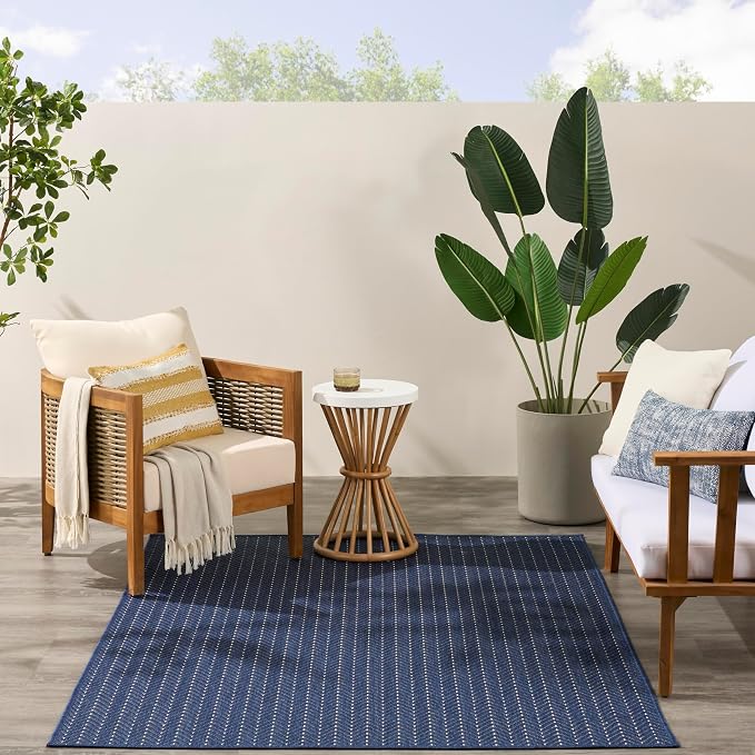 Nourison Home Horizon Indoor/Outdoor Navy 5' x 7' Area Rug - Easy Clean, Non Shedding, Bed Room, Living Room, Dining Room, Kitchen (5' x 7')