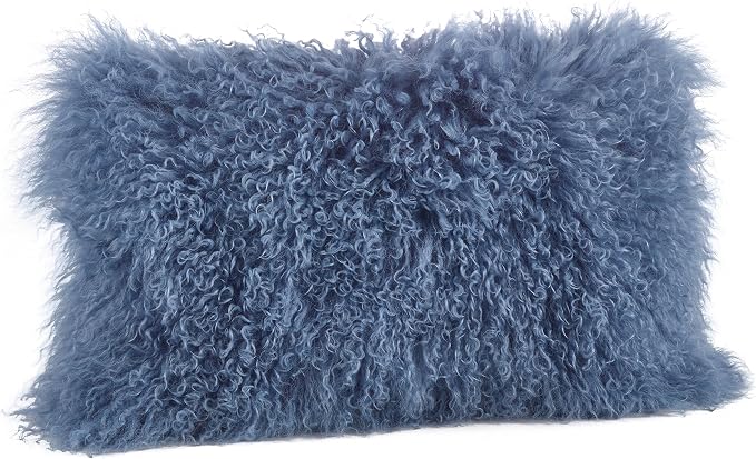 SARO LIFESTYLE Mongolian Lamb Fur Poly Filled Throw Pillow