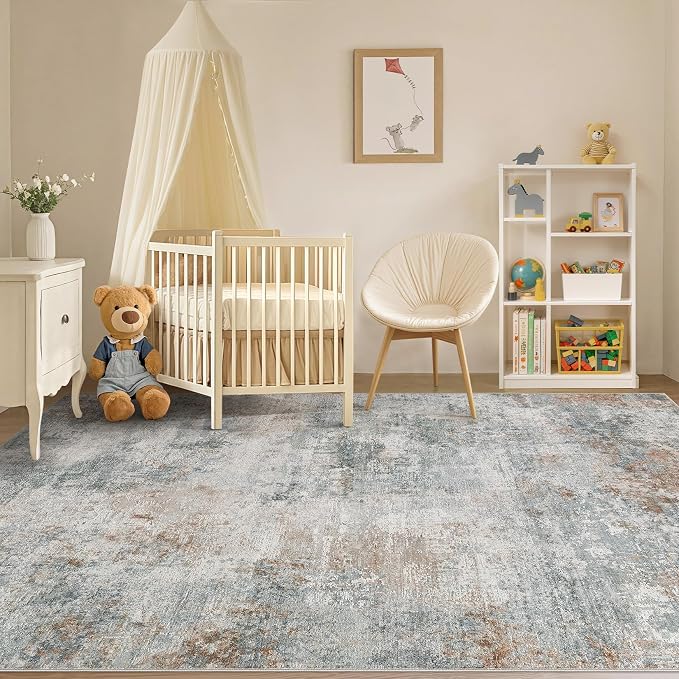 Tortania Area Rug Living Room Rugs - 5x7 Washable Large Soft Neutral Boho Moroccan Bohemian Farmhouse Rug Indoor Floor Carpet for Bedroom Under Dining Table Home Office Decor - Grey Brown