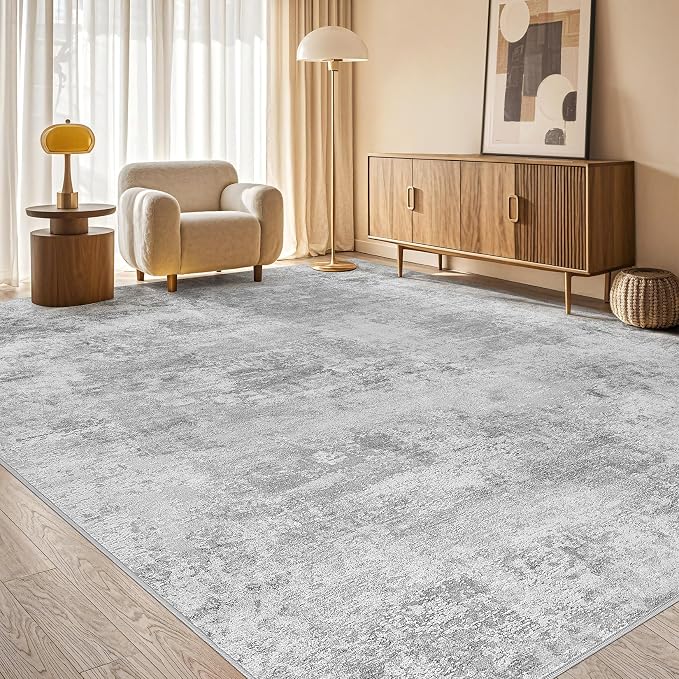 Tortania Area Rug Living Room Rugs - 5x7 Washable Large Soft Neutral Boho Moroccan Bohemian Farmhouse Rug Indoor Floor Carpet for Bedroom Under Dining Table Home Office Decor - Ivory Grey