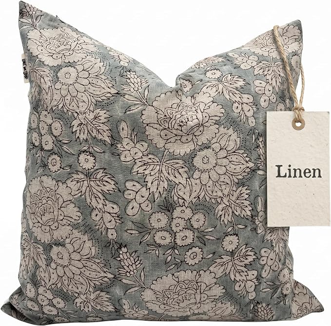 Linen Throw Pillow Covers 20x20 inch Gray Decorative Pillow Covers for Living Room, Bedroom