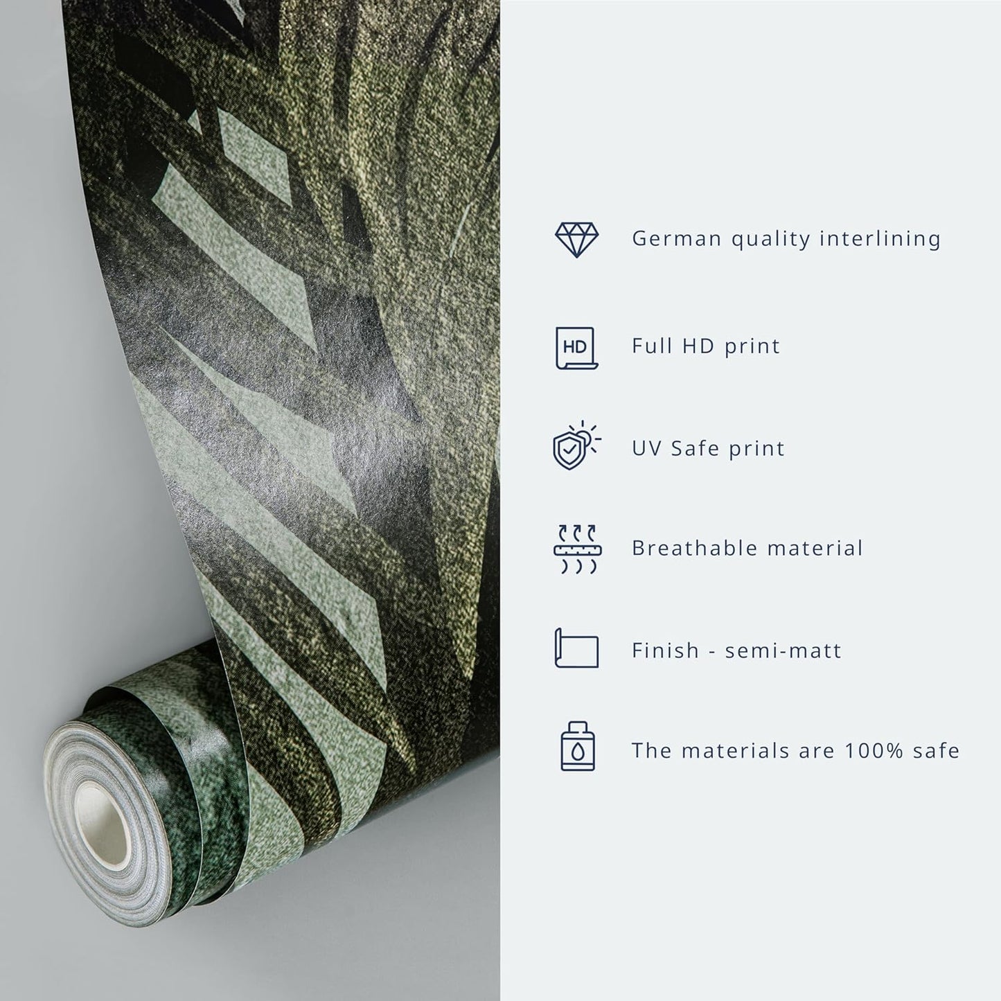 artgeist Wall Mural Hanging Leaves 98x69 in - Non-Woven Wallpaper Fleece Wall Decor Photo Print Picture Image Design Nature Botanical Concrete Green Like Painted b-C-10146-a-a