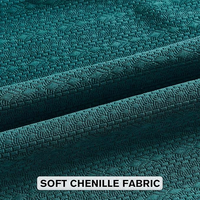 FUTEI Teal Chenille Throw Pillow Covers 20x20 Inch Set of 2,Soft Striped & Diamond Textured Cushion Cases,Modern Home Decor for Couch Living Room