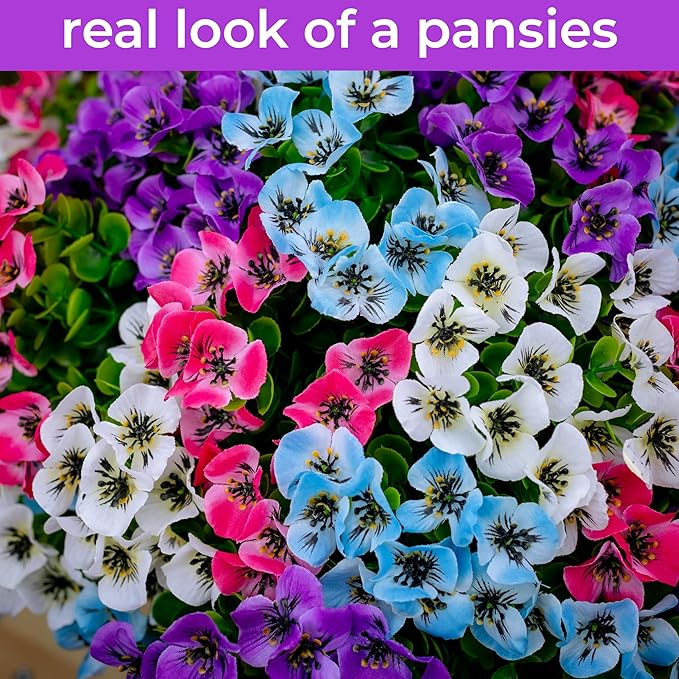AXYLEX Artificial Flowers Outdoor Shrubs - 16 Bundles Fake Plants UV Resistant No Fade Faux Plastic Greenery Home Garden Porch Decoration Indoor (1, Multi 16-5)