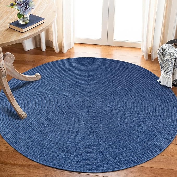 Superior Reversible Braided Indoor/Outdoor Area Rug, 6' round, Denim Blue