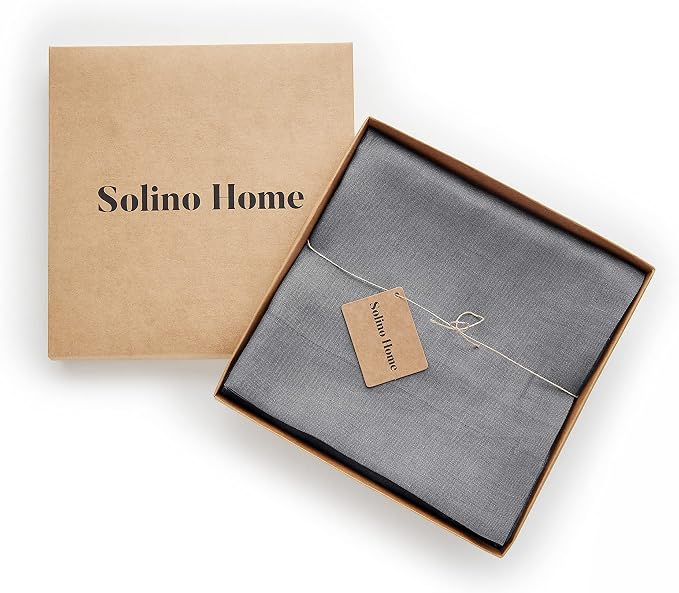 Solino Home Charcoal Linen Sheer Curtain 120 Inches Long - 100% Pure Linen European Flax Window Treatment Panel 52 x 120 Inch - Light Filtering Rod Pocket Curtain for Living Room, Bedroom - 1 Panel