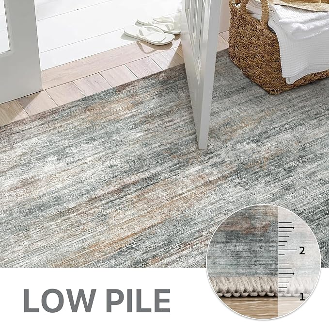 BEIMO Area Rugs 8x10 for Living Room Bedroom, Modern Abstract Machine Washable Rug, Large Soft Low Pile Floor Cover with Non Slip Backing for Dining Room, Ash Gray Brown