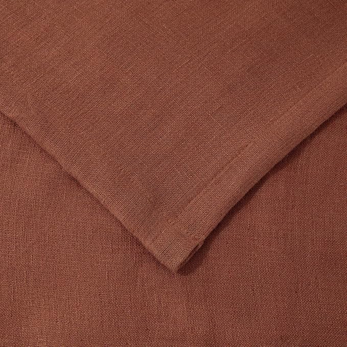Chezmoi Collection Brussels Belgian Flax Linen Throw Blanket, 50" x 70" - Pre-Washed Super Soft Lightweight Breathable Summer Blanket Sedona Red Color for Living Room Couch & Bed