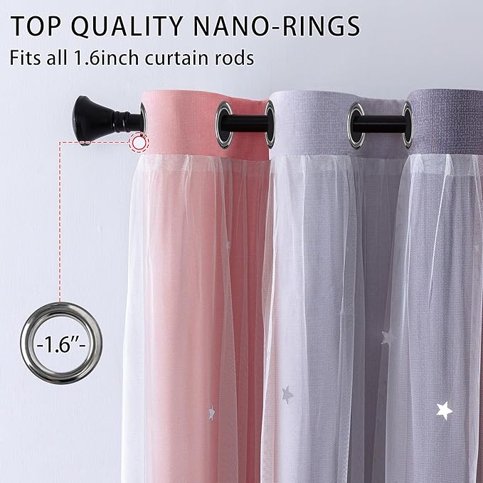 XiDi Pink Grey Ombre Curtains for Girls Bedroom Decor Kids Blackout Curtains for Nursery Room Darkening Rainbow Princess Unicorn Wall Decals Little Girl 52x45 Inches Long 2 Panels Set