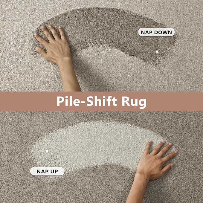 FinRèc 4x6 Washable Area Rugs for Bedroom Living Room, Low Pile Thin Rug Solid Color, Non-Slip Carpet Indoor for Home Decor (Greige)