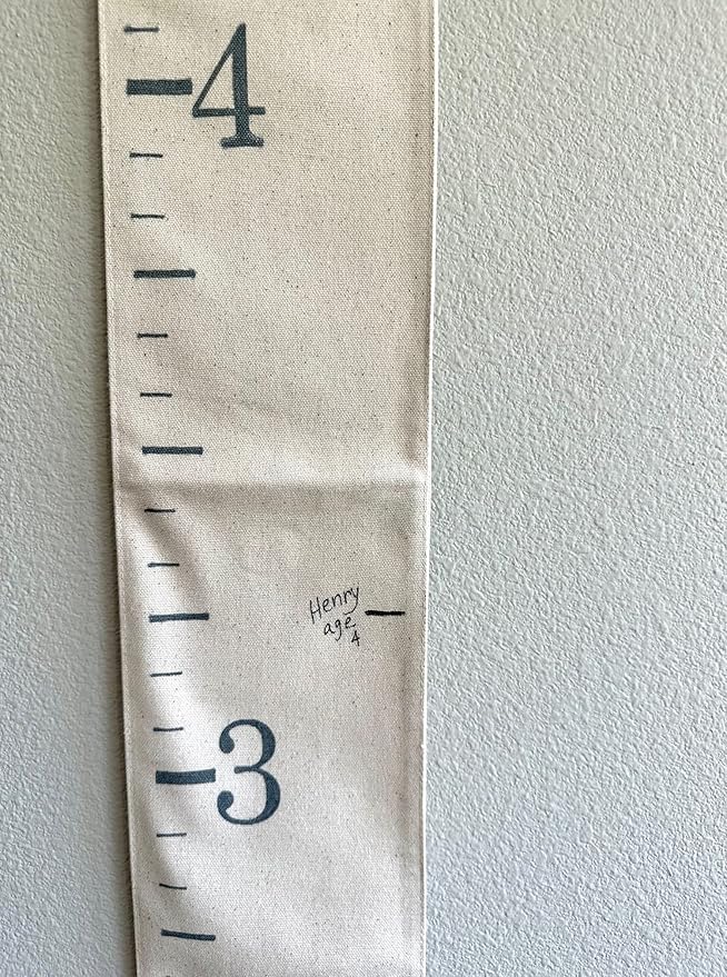 Growth Chart for Wall - Canvas Fabric Natural Color - Big Brother Big Sister Gift Children Height Chart Measure Childs Growth Kids Room Decor Nursery Wall Ruler and Pen