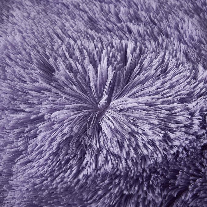 Faux Fur Velvet Fluffy Bedding Duvet Cover Set Down Comforter Quilt Cover with Pillow Sham, Ultra Soft Warm (Lilac, Twin)