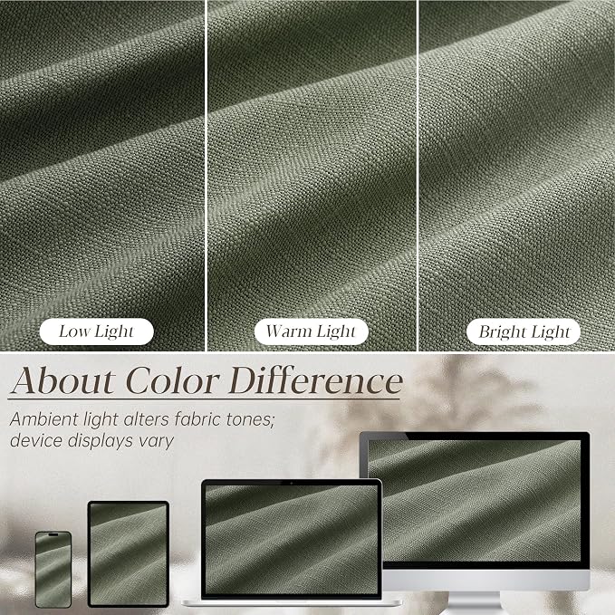 Sage Green Pinch Pleated Linen Curtains 90 Inches Long for Living Room Bedroom with Rings Hooks Clips Back Tab Semi Sheer Curtains Light Filtering Boho Farmhouse Drapes Light Green