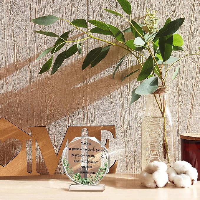Yinder Thank You Gifts for Women Appreciation Gifts for Coworker Employee Nurse Teacher Leader Boss Inspirational Quotes Acrylic Desk Decor for Home Office Farewell Retirement