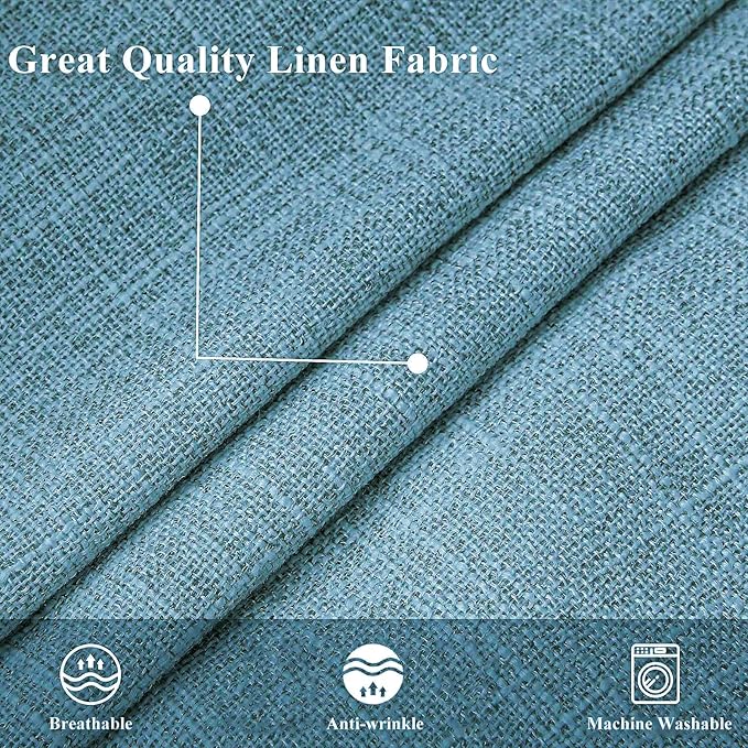 decorUhome Summer Decorative Throw Pillow Covers 24x24 Set of 2 Square Faux Linen Farmhouse Euro Sham Pillow Covers with Stitched Edge Outdoor Pillow Covers for Couch Sofa Living Room, Teal