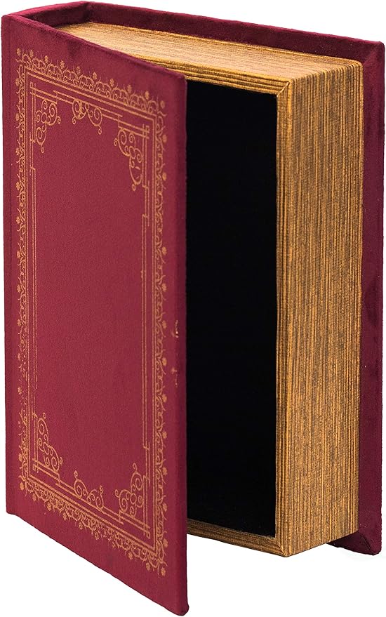 Decorative Vintage Book Shaped Trinket Storage Box - Red