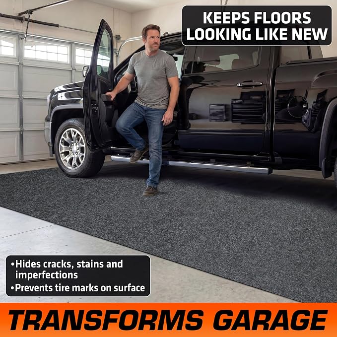 Armor All Garage Floor Mat (17' x 7'4") (2-Pack), Waterproof Garage Flooring, Absorbent, Premium Oil Spill Resistant Garage Pad, Durable, Protects Surfaces (Includes Double Sided Tape) (USA Made)