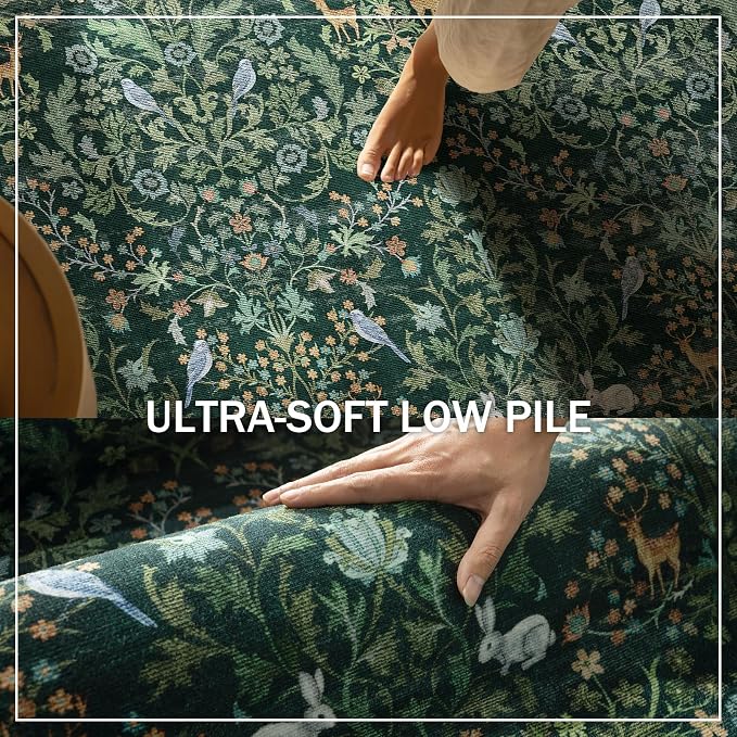 Washable Runners for Hallways Kitchen Rugs: 2'x10' Runner Rug Stain Resistant Non Slip Low Pile Soft Indoor Carpet Runner Rug for Kitchen Hallways Bedroom Entryway Laundry Room Farmhouse