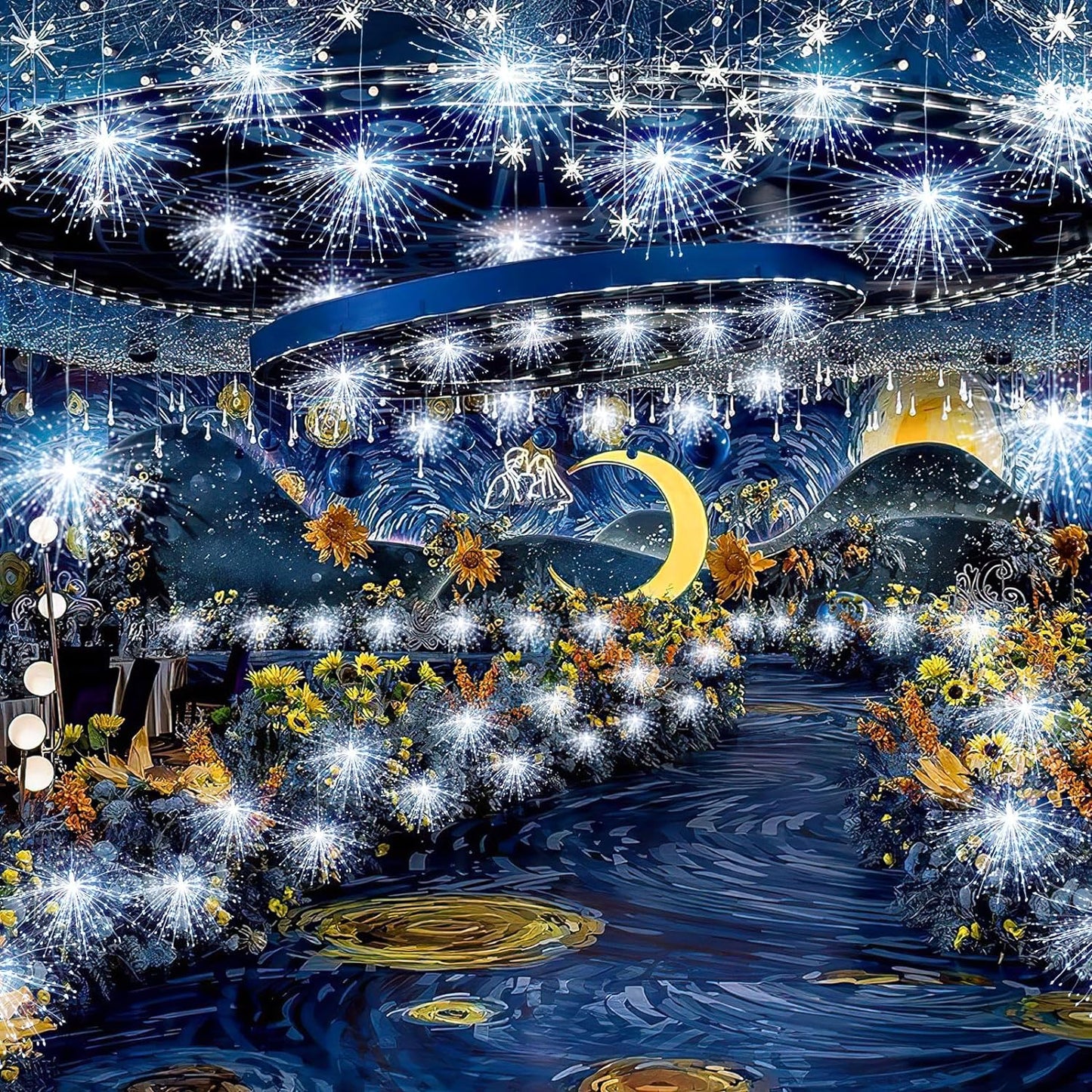 Techip 4 Pcs 225LED Battery Operated Fairy Lights With Remote - Indoor Outdoor Hanging Decor for Wedding, Bedroom, Patio, Garden, Christmas, Halloween (Cool White, 4pcs)