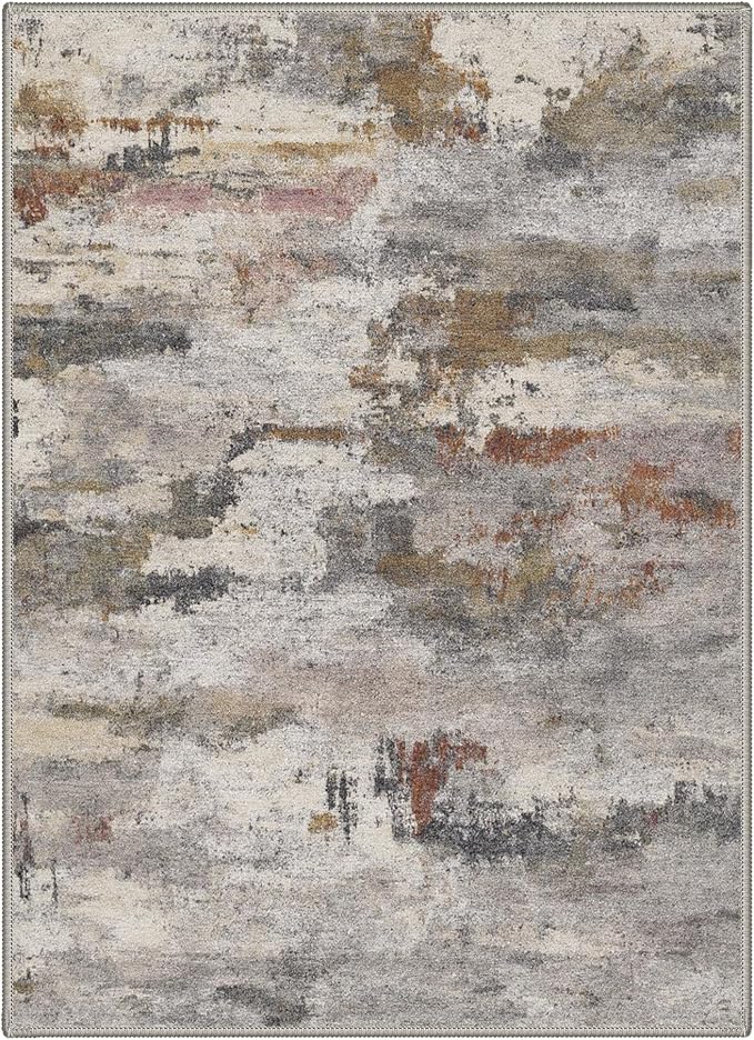 BEIMO Area Rugs 8x10 for Living Room Bedroom, Modern Abstract Machine Washable Rug, Large Soft Low Pile Floor Cover with Non Slip Backing for Dining Room, Dusty Taupe