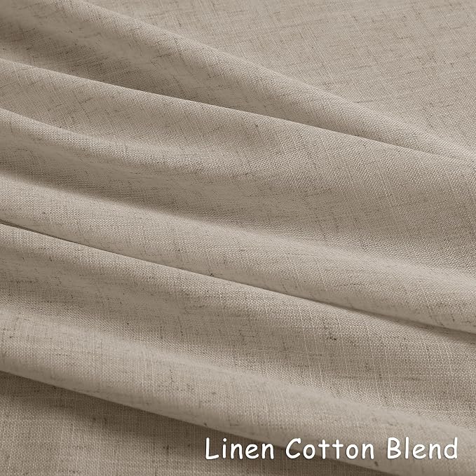 Aersas Cobblestone Linen Grommet Curtains 96 Inches Long 2 Panels for Living Room Sliding Glass Door Light Filtering Drapes 96 Inch Length Neutral Farmhouse Rustic Curtain for Office 52x96