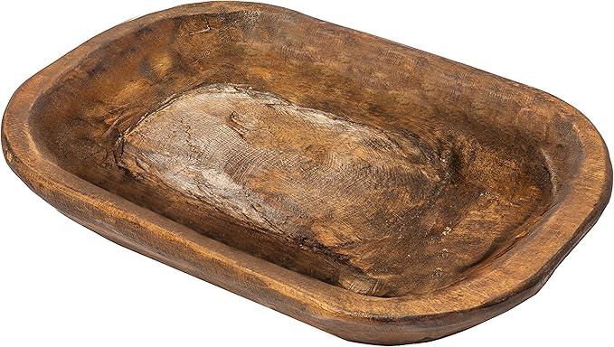 MAINEVENT Decorative Bowl Home Decor Approx 10x14 Inch, Spanish Oak Wooden Dining Room Table Centerpiece Wood Bowl Key Decorative Baguette Bowl Made in USA