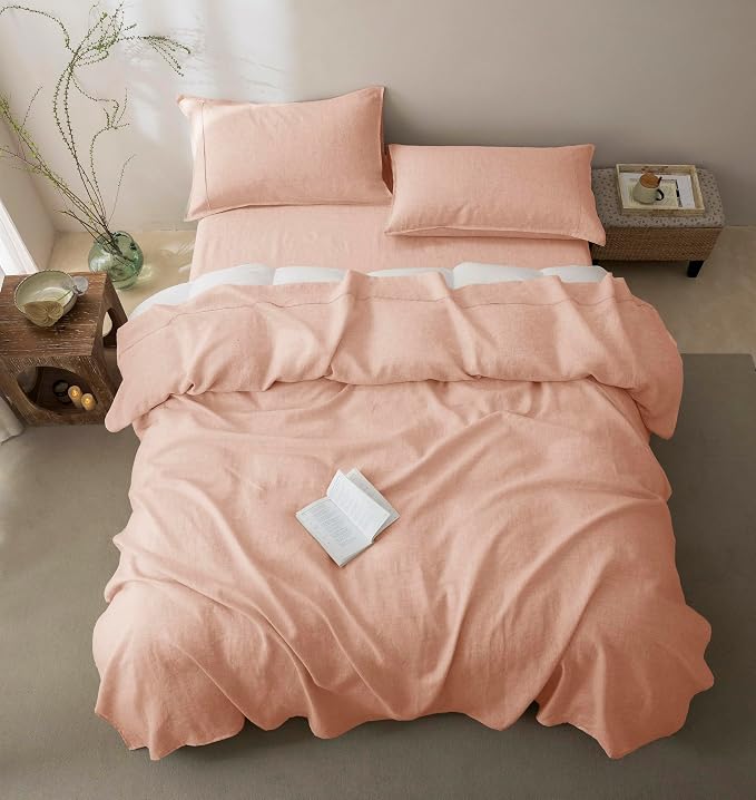Talasily 100% French Linen Pillow Case Queen Size Set of 2,Oeko-TEX Certified Stone Washed Flax Pillow Shams with Envelope Closure - Breathable & Cooling for Hot Sleepers（Pink,20''x30''）