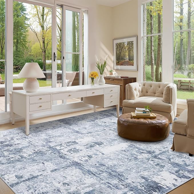 GarveeHome Large Area Rugs 10x14 for Living Room, Abstract Washable Rug Modern Non Slip Floor Mat Carpet Indoor Thin Accent Rug for Bedroom Dining Room Playroom Nursery Home Decor